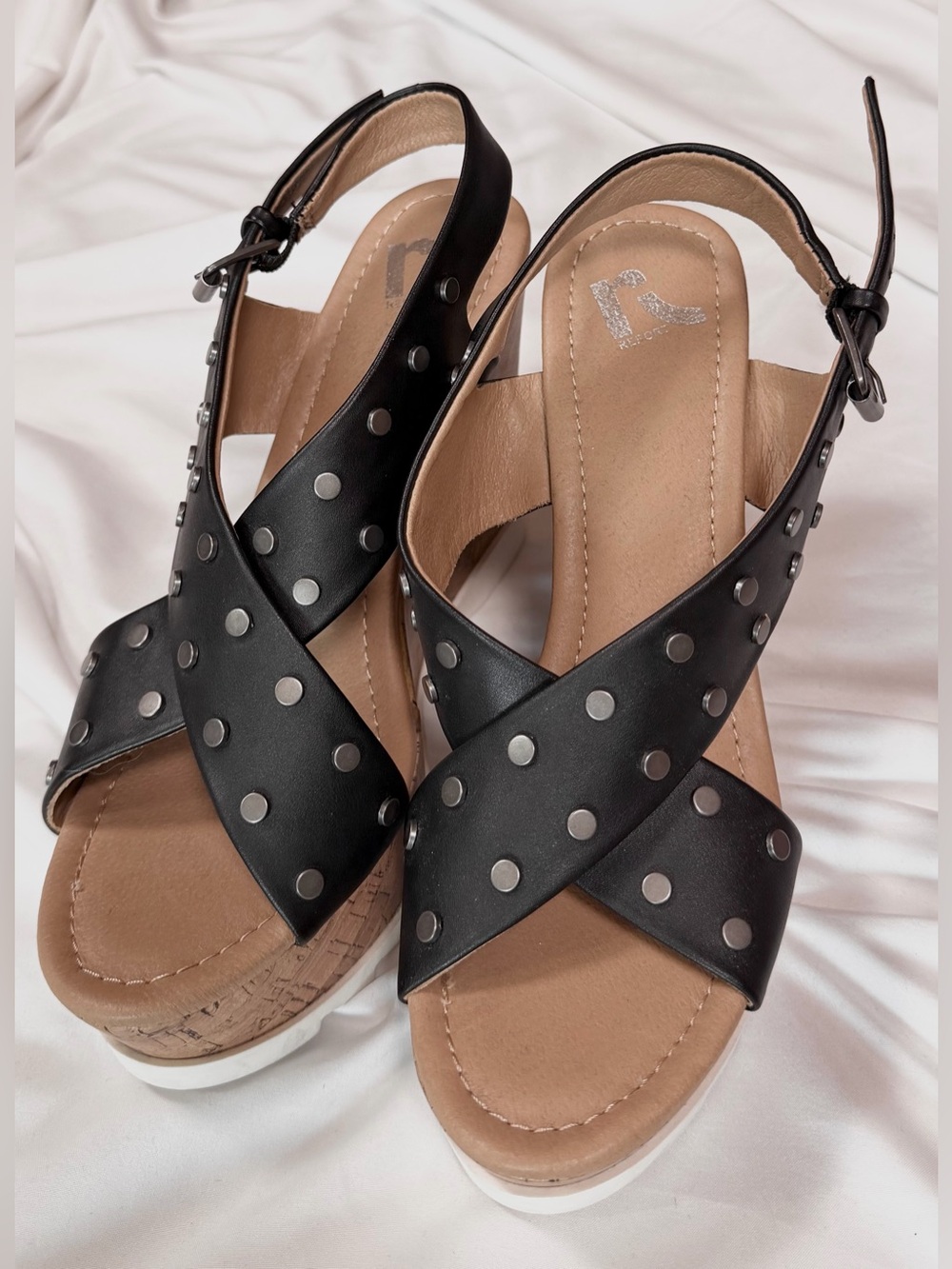 Report Black Studded Cork Wedge Sandals – Women’s 9.5 M